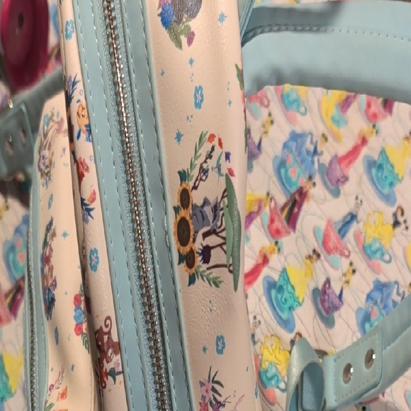 Loungefly Light Pink & Light Blue Disney Floral Mini Backpack - Picture 2 of 4